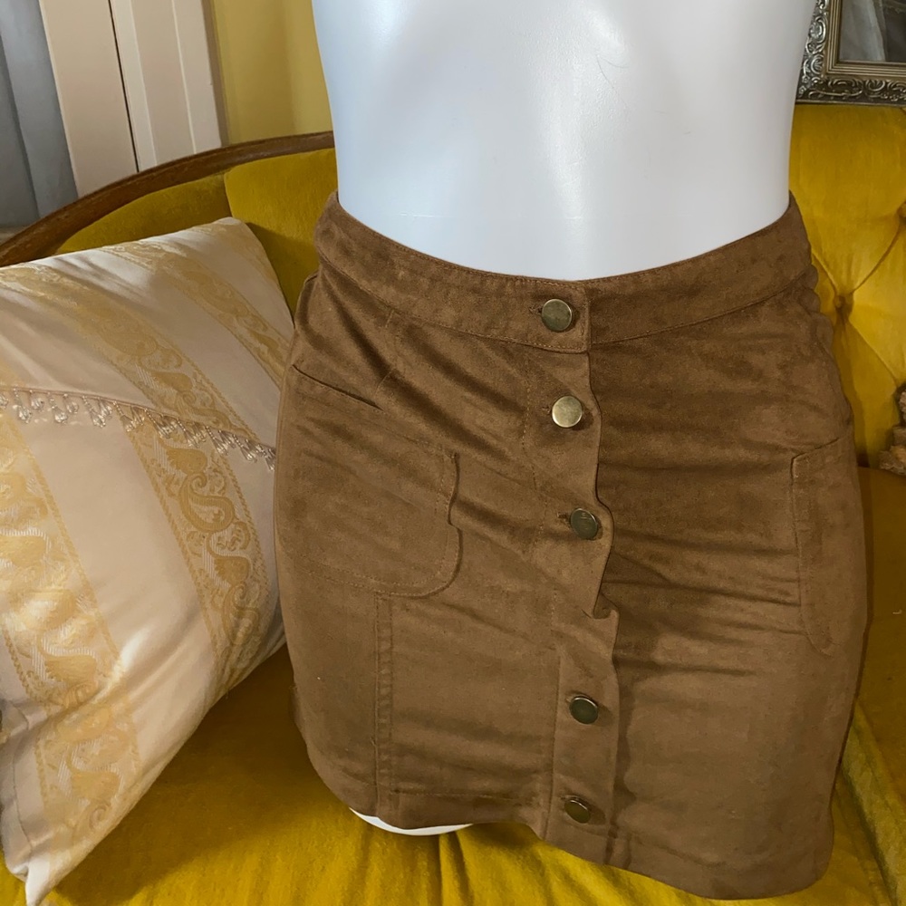 Suede Button up skirt